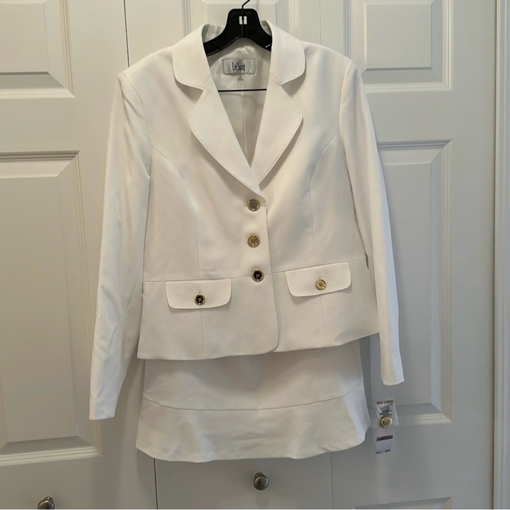 Le Suit White Skirt Set Classic Professional Design